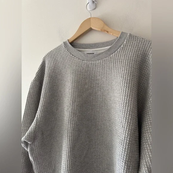KROST Gray Waffle Knit Long Sleeve Pullover - Picture 2 of 6